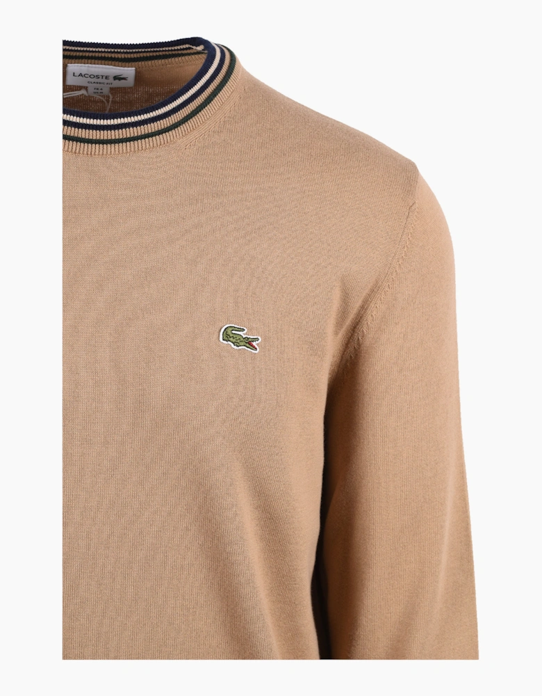 LACOSTE CREW NECK KNITWEAR BEIGE