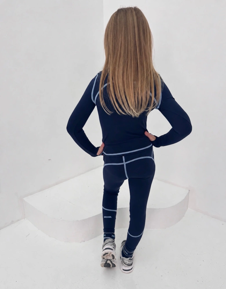 Girls Frosted Navy Sporty Stretch Legging Set