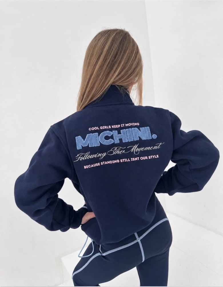 Girls Frosted Navy Zip Up Logo Sweatshirt