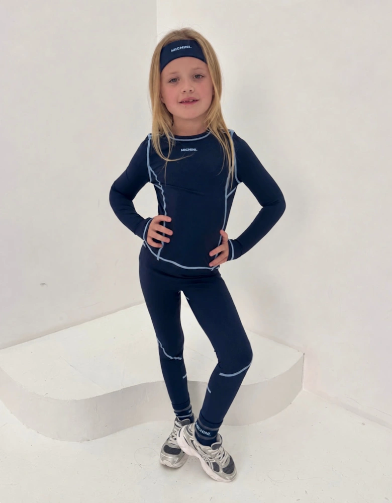 Girls Frosted Navy Sporty Stretch Legging Set