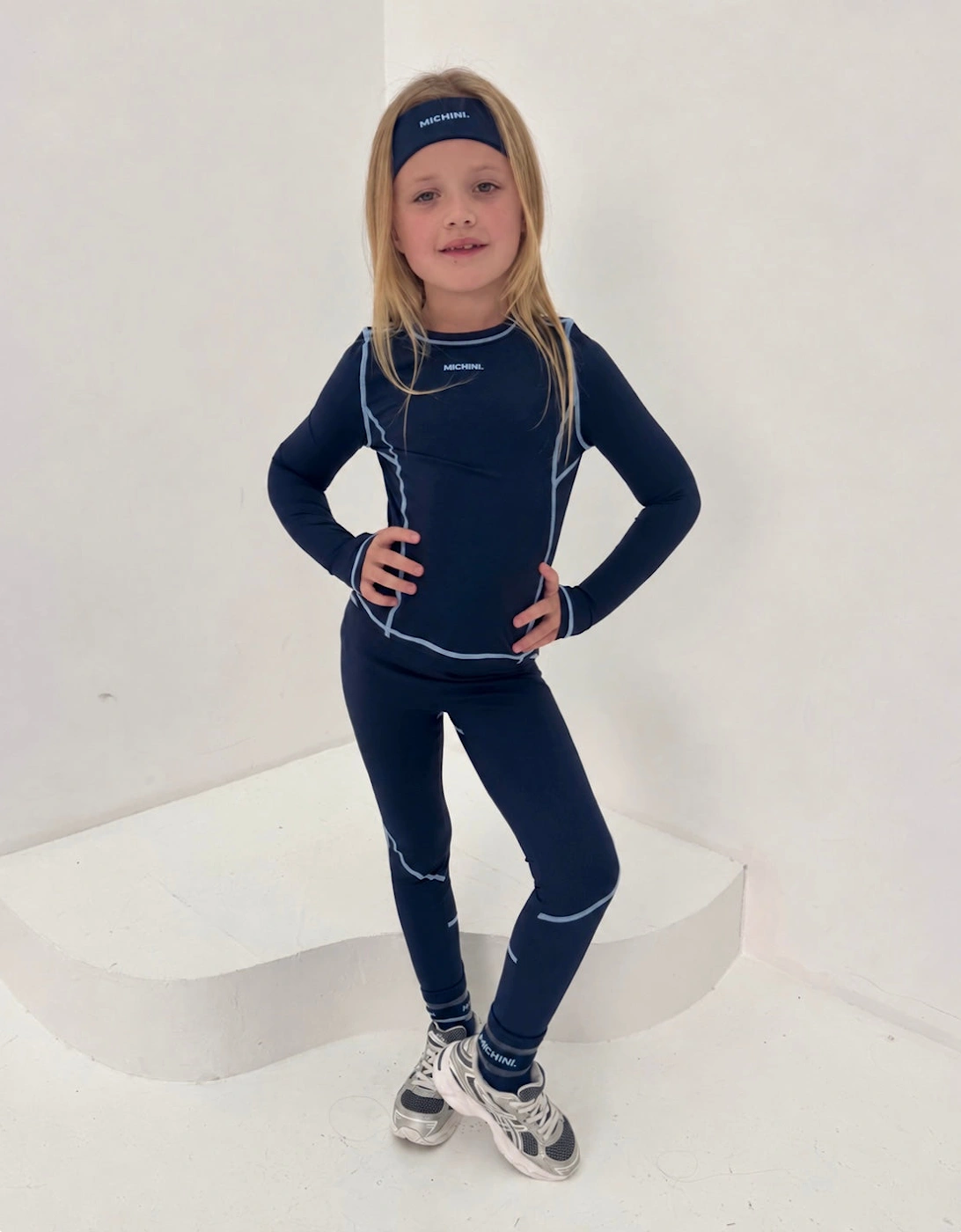 Girls Frosted Navy Sporty Stretch Legging Set