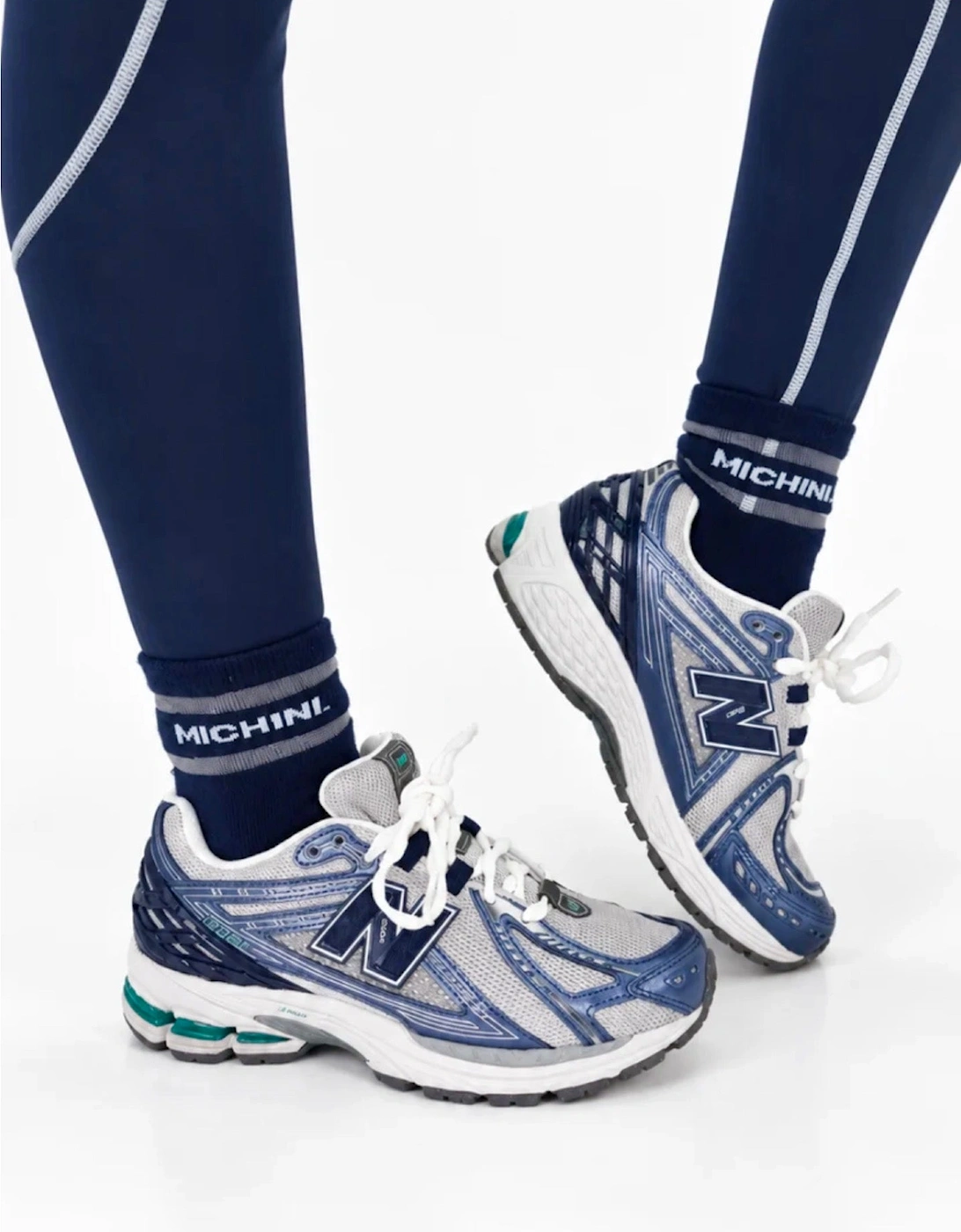 Girls Frosted Navy Logo Socks