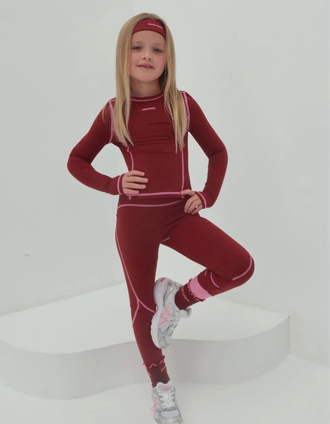 Girls Red Berry Sporty Stretch Legging Set