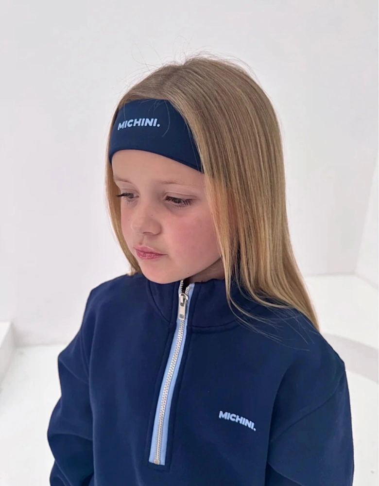 Girls Frosted Navy Sporty Stretch Headband