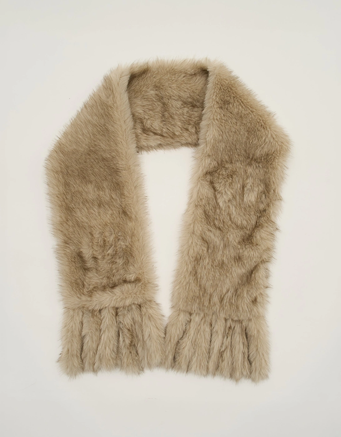 Off White Faux Fur Tassel Scarf