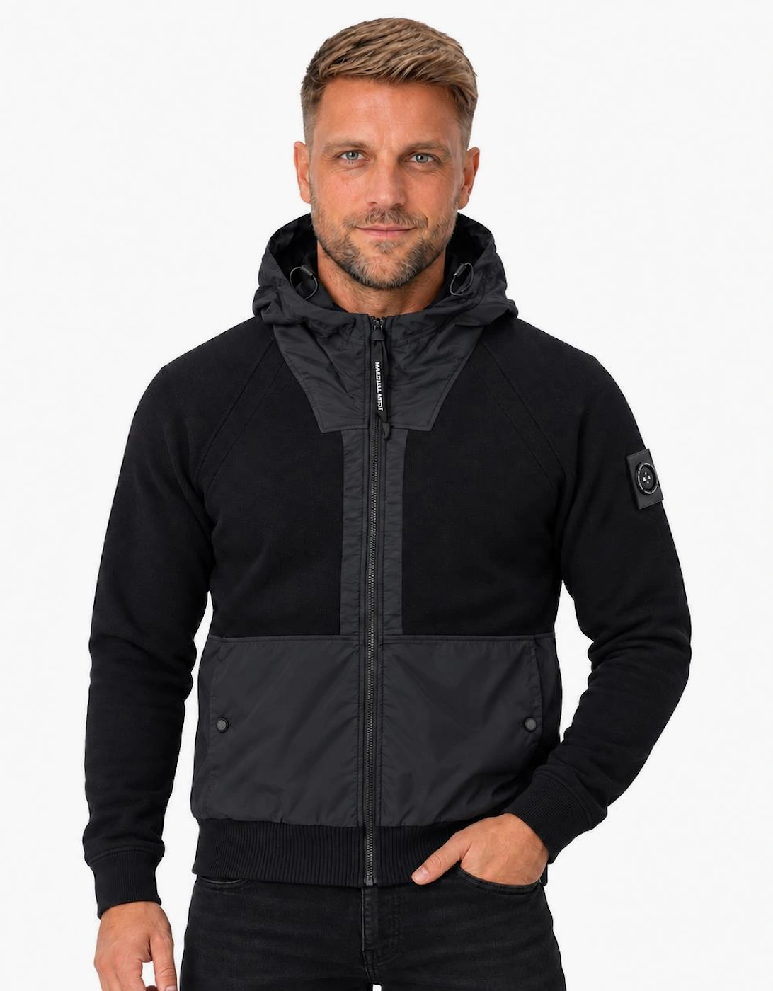 Marshall Artist Newbury Hybrid Knitted Hoodie Black