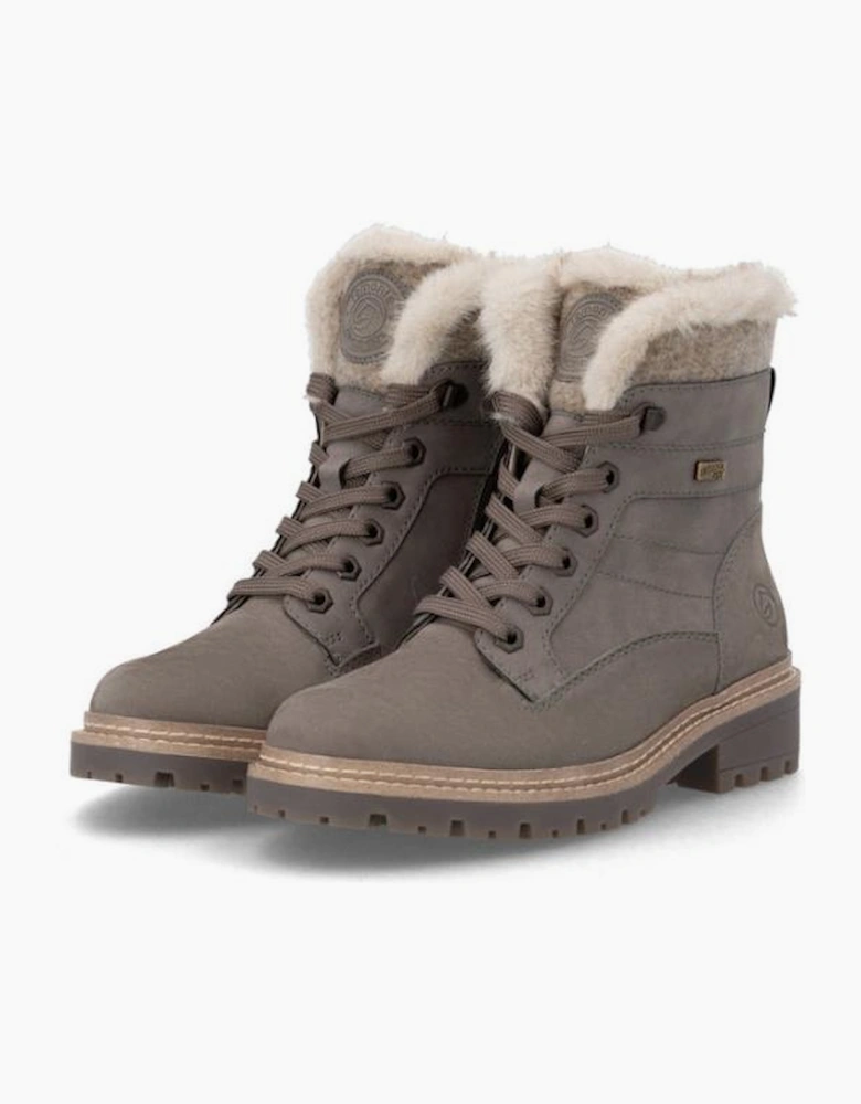 Remonte D0B81-42 ladies waterproof boot in Grey Combi