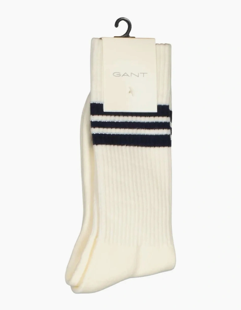 2-Pack Striped Sports Socks, Cream