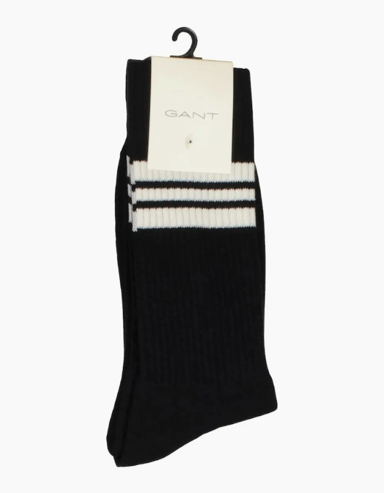 2-Pack Striped Sports Socks, Black
