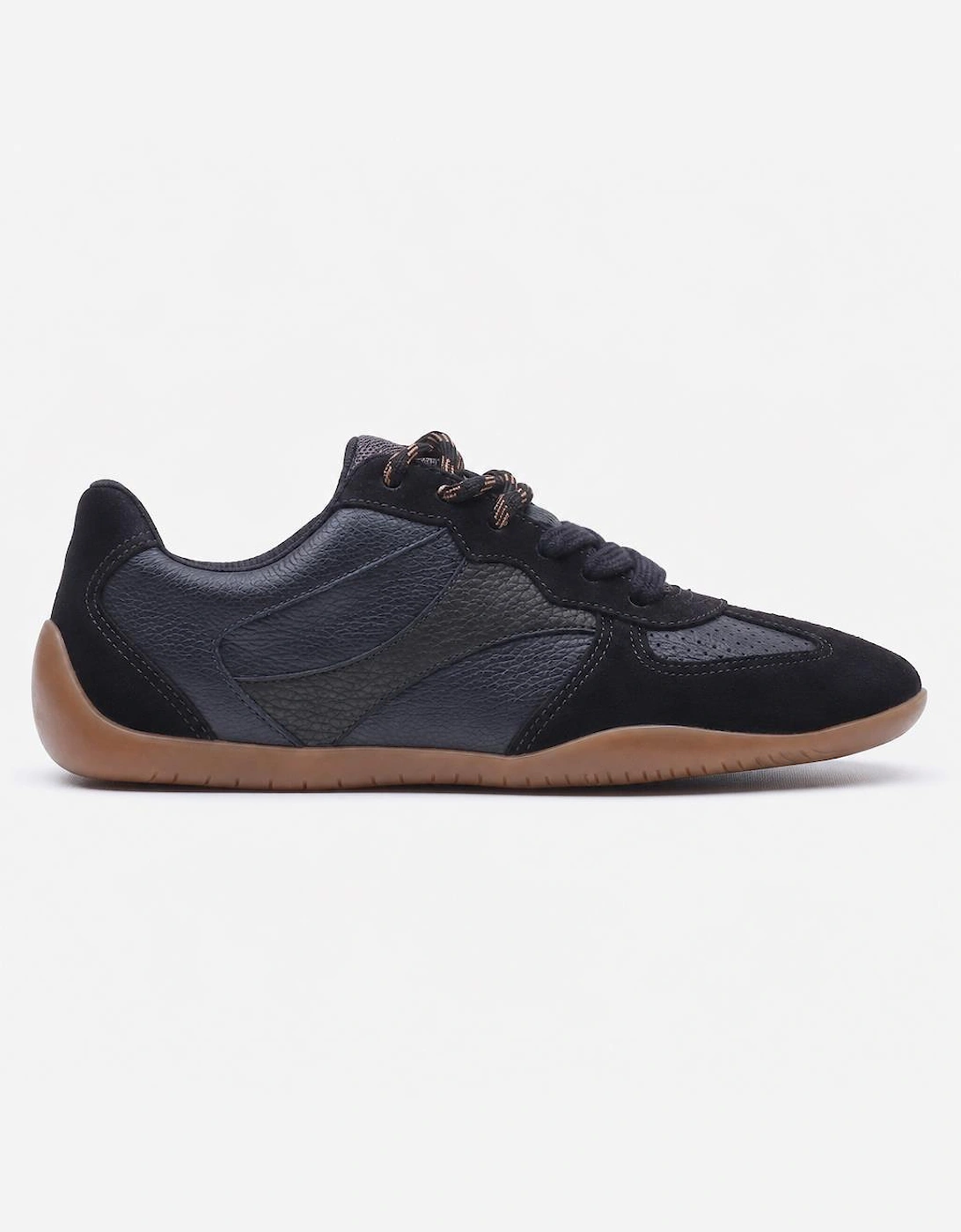 Hush Puppies JOVIE Women's Casual Lace-Up Trainers in Black Leather and Suede, UK Size 4