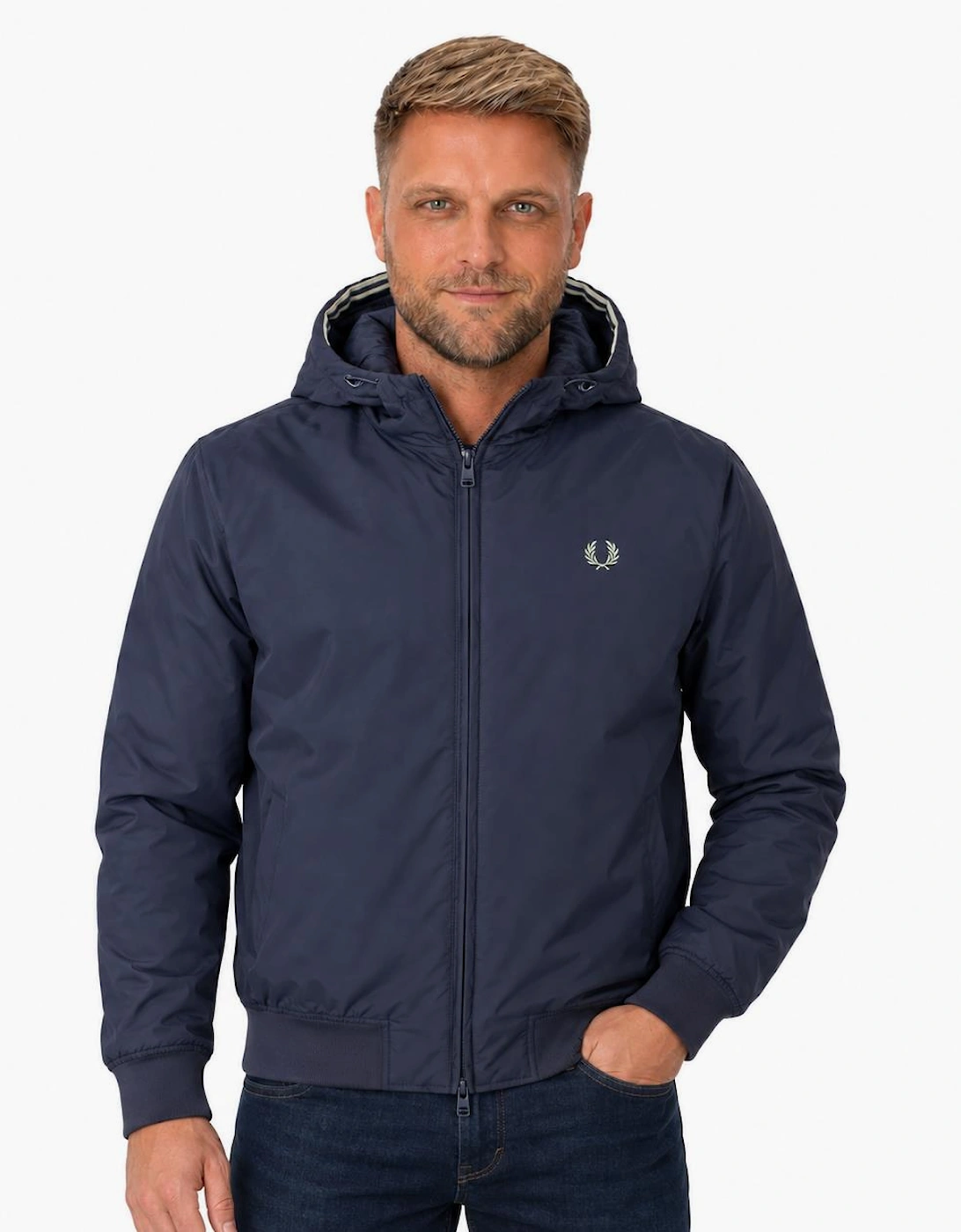 Fred Perry Hooded Brentham Jacket Dark Airforce