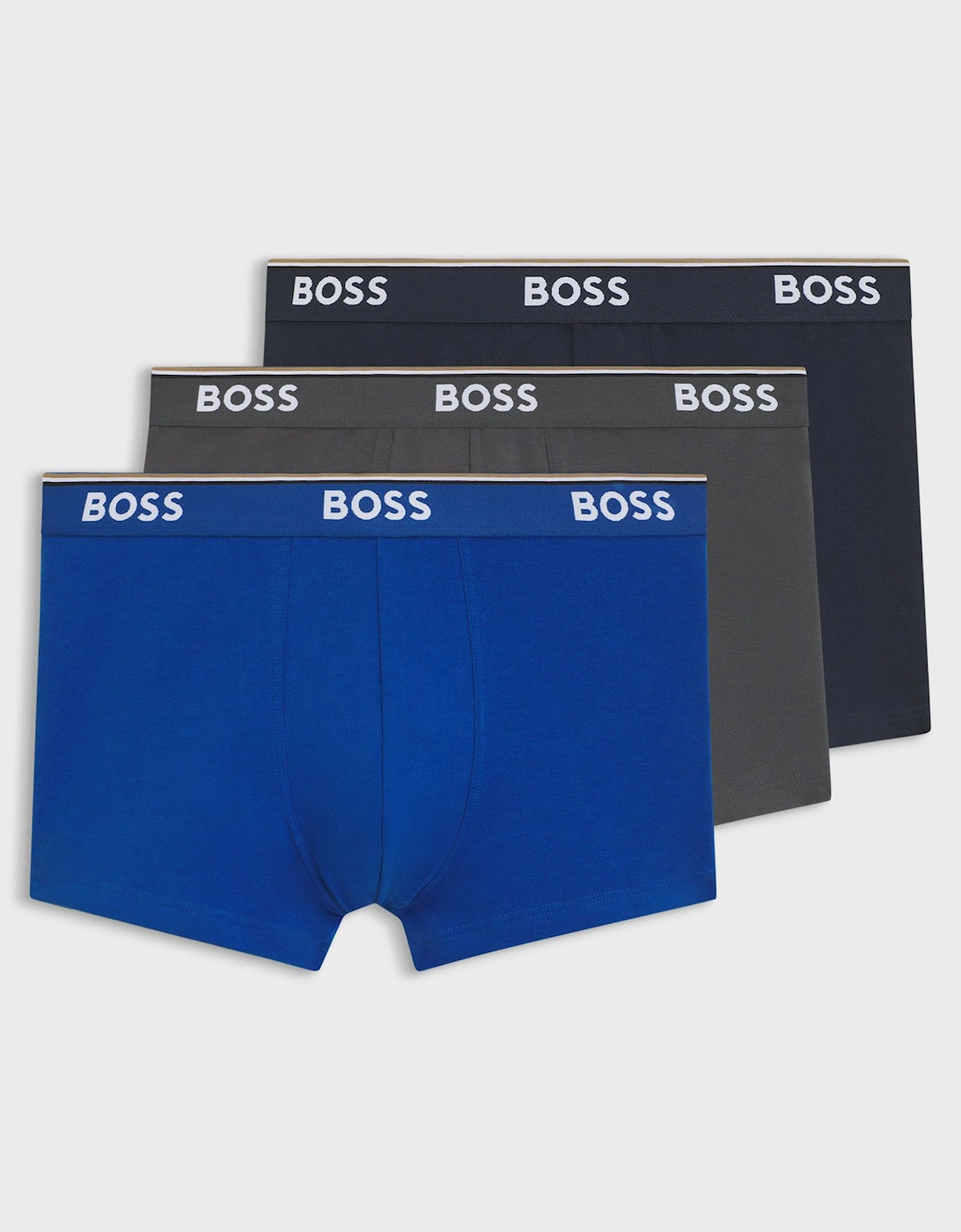 Men's BOSS Orange 3 Pack Mens Power Trunks - Blue/Navy/Grey 487 - Size: 37/36/32