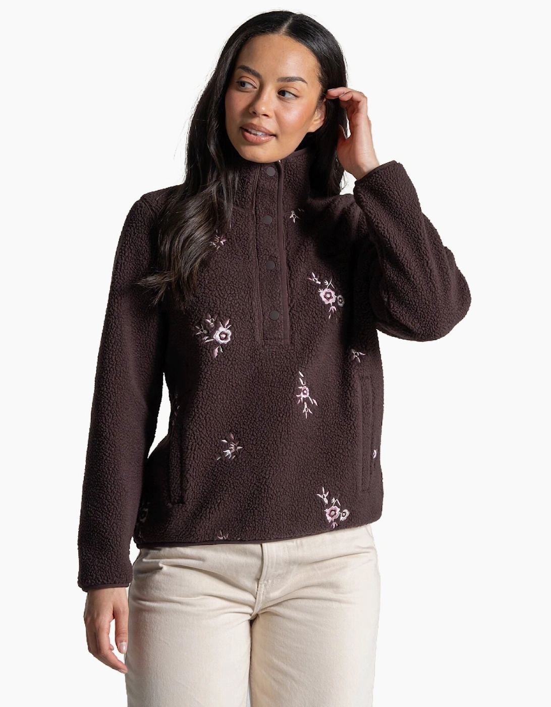 Women's Craghoppers Womens Rosemary II Quick Dry Borg Half Zip Fleece - Brown - Size: 10