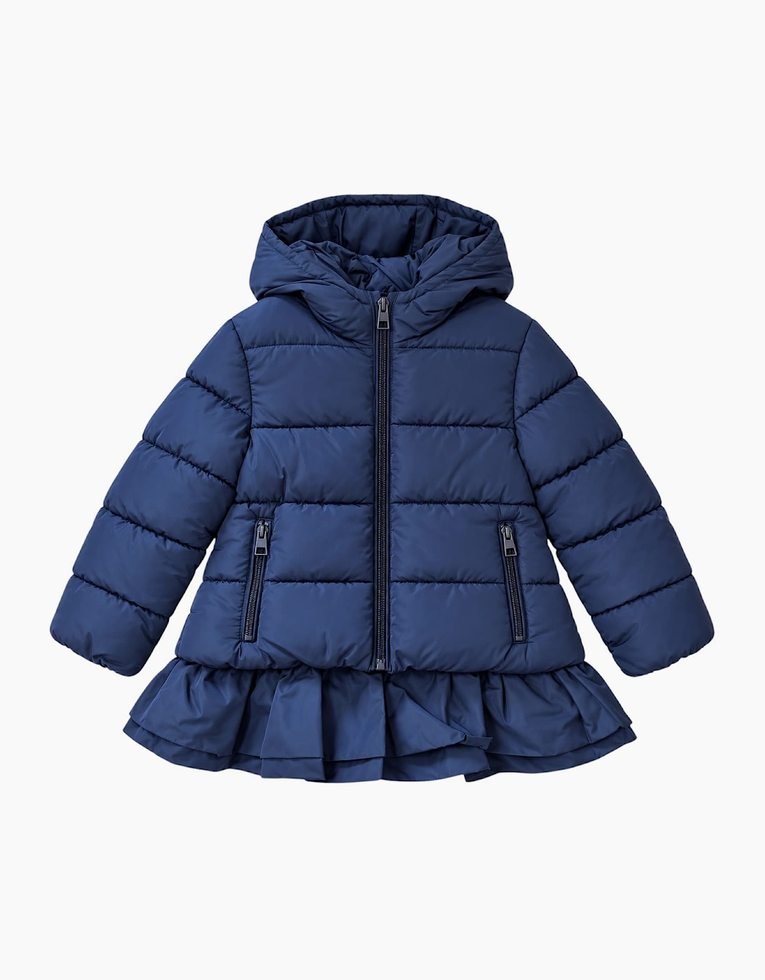 Girls Navy Skirted Down Padded Coat