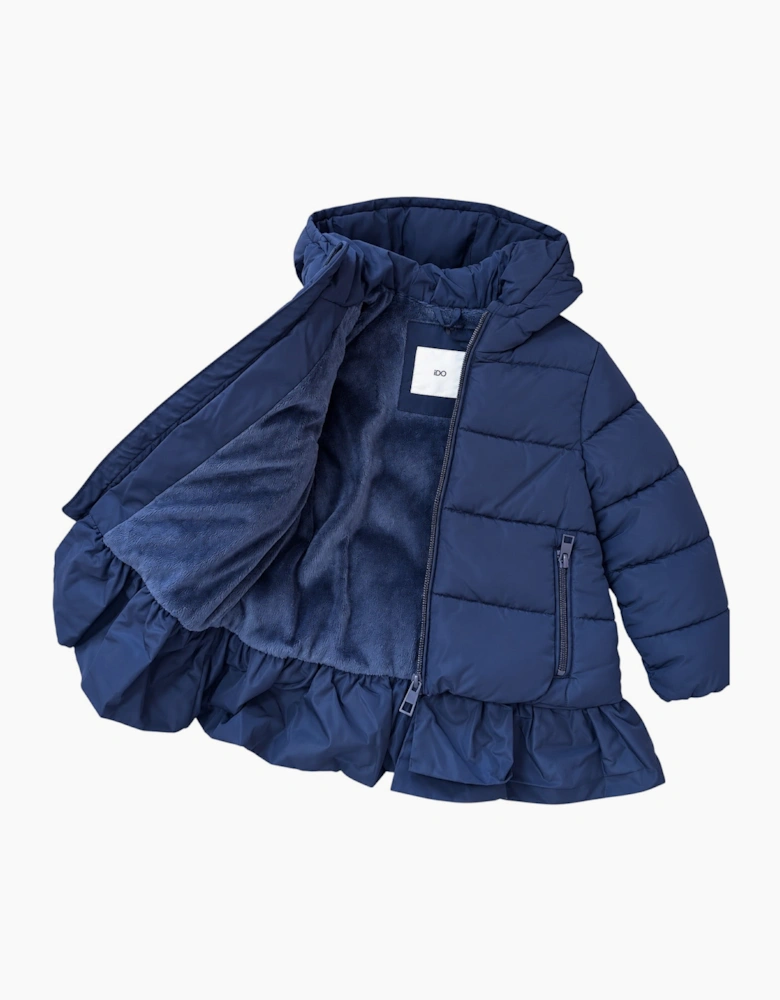 Girls Navy Skirted Down Padded Coat