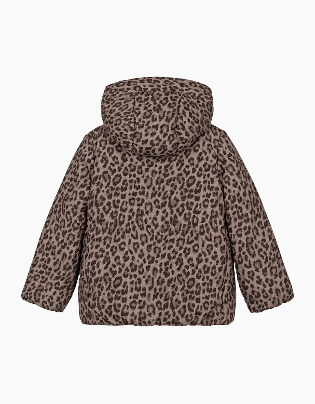Girls Black Leopard Reversible Down Coat