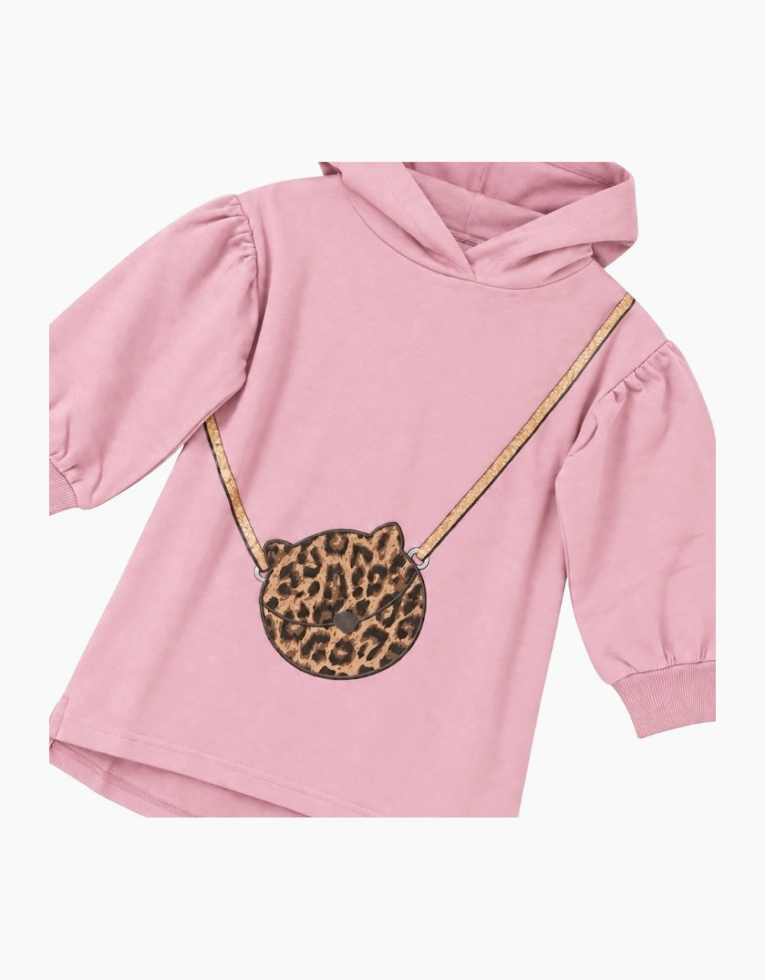 Girls Pink Hooded Sweatshirt Dress