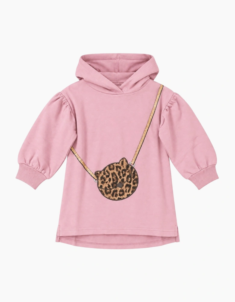 Girls Pink Hooded Sweatshirt Dress