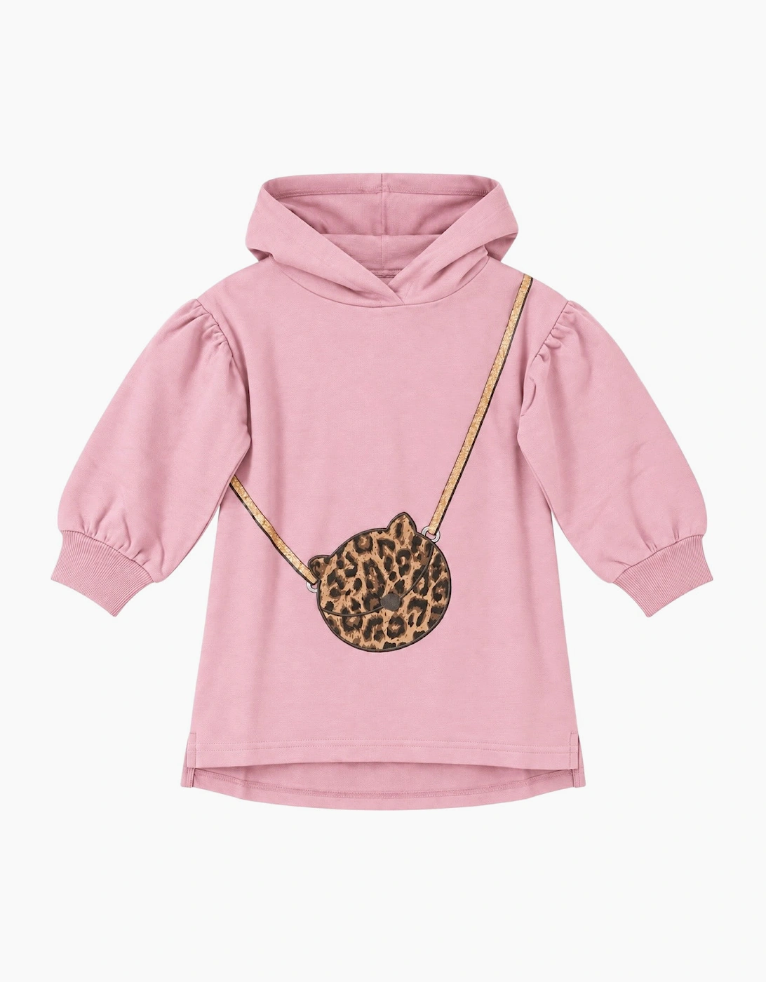 Girls Pink Hooded Sweatshirt Dress
