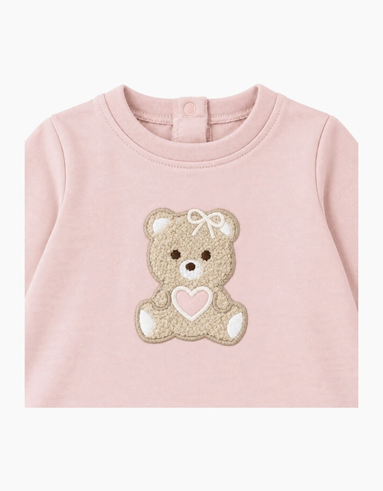 Girls Pale Pink Teddy Bear Dress