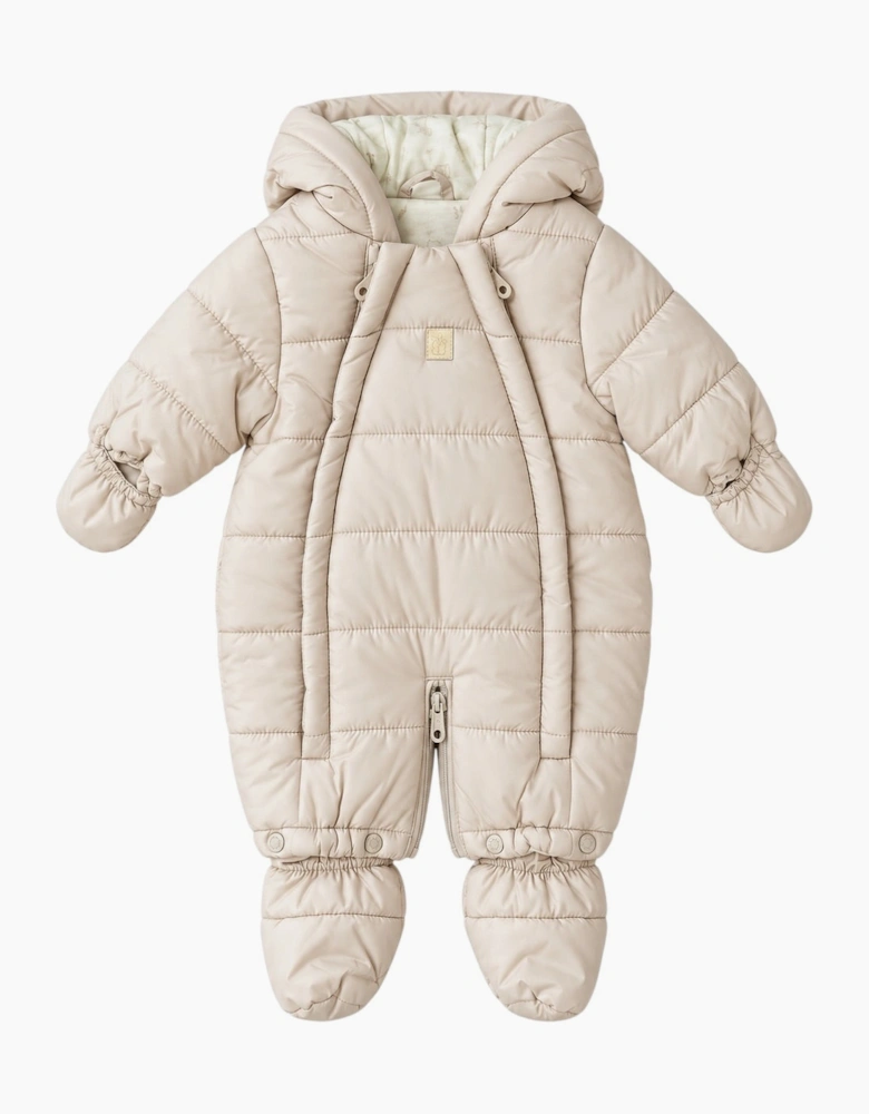 Unisex Beige Padded Snowsuit