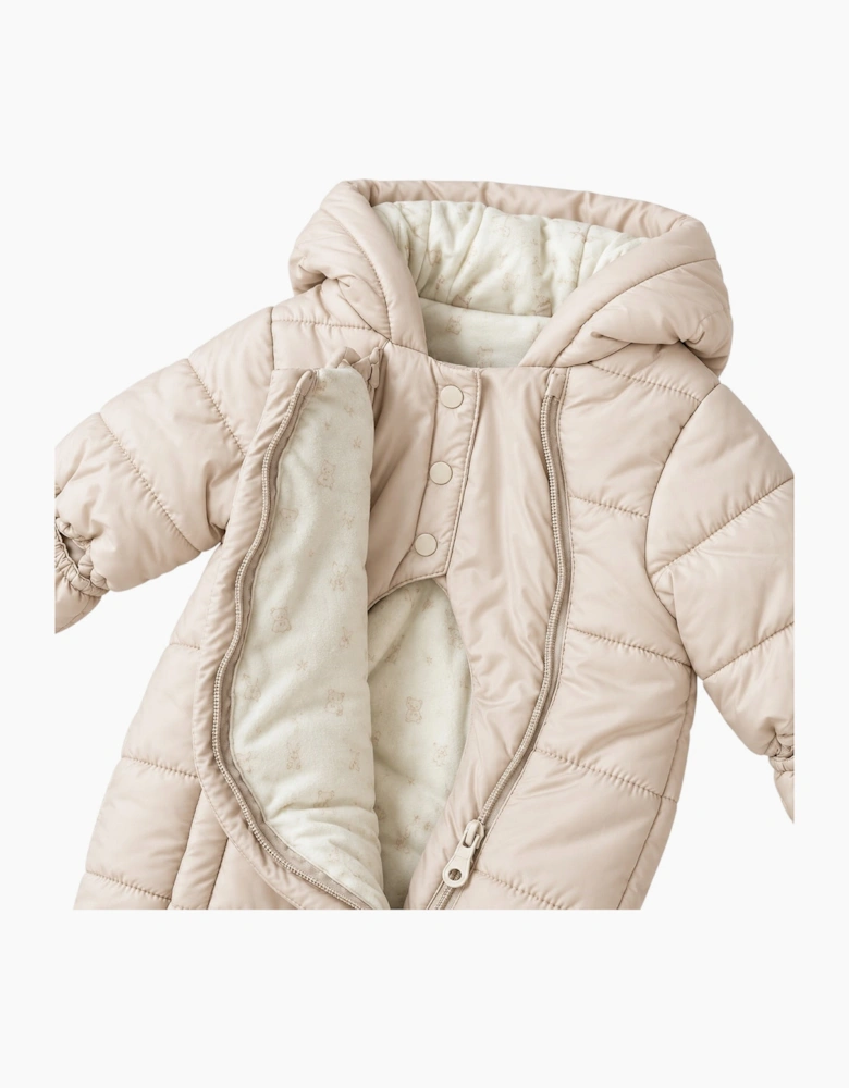Unisex Beige Padded Snowsuit