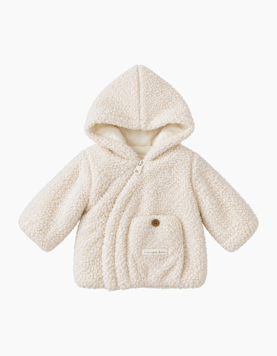 Unisex Boucle Hooded Zip Up Jacket