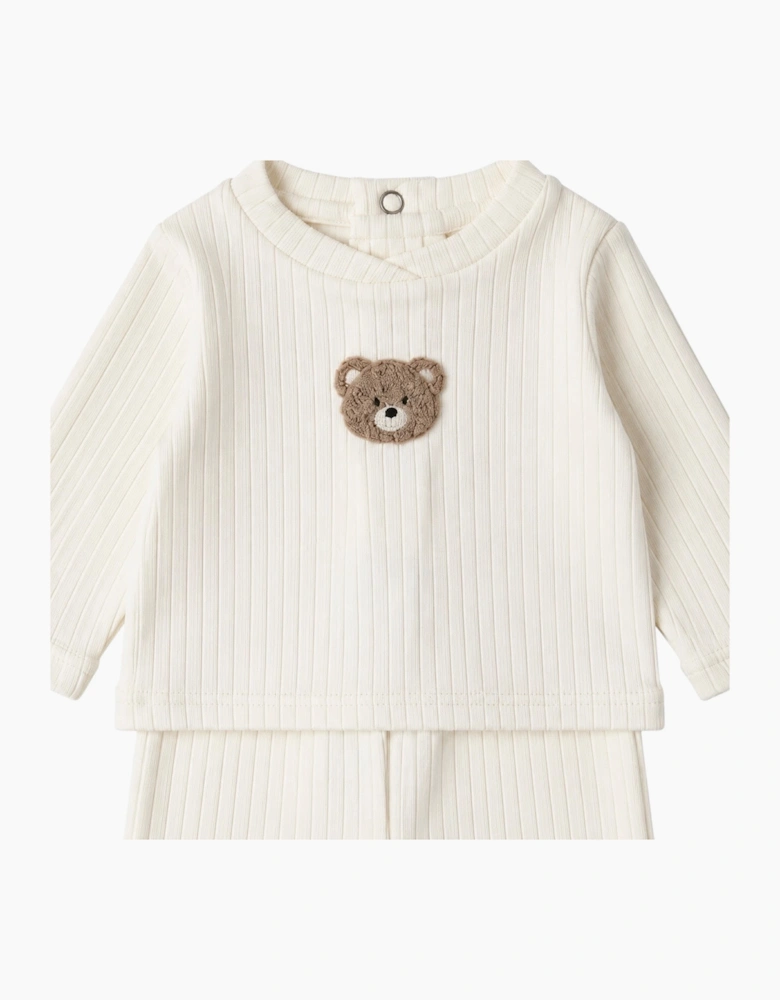 Unisex Ivory Ribbed Bear Tracksuit