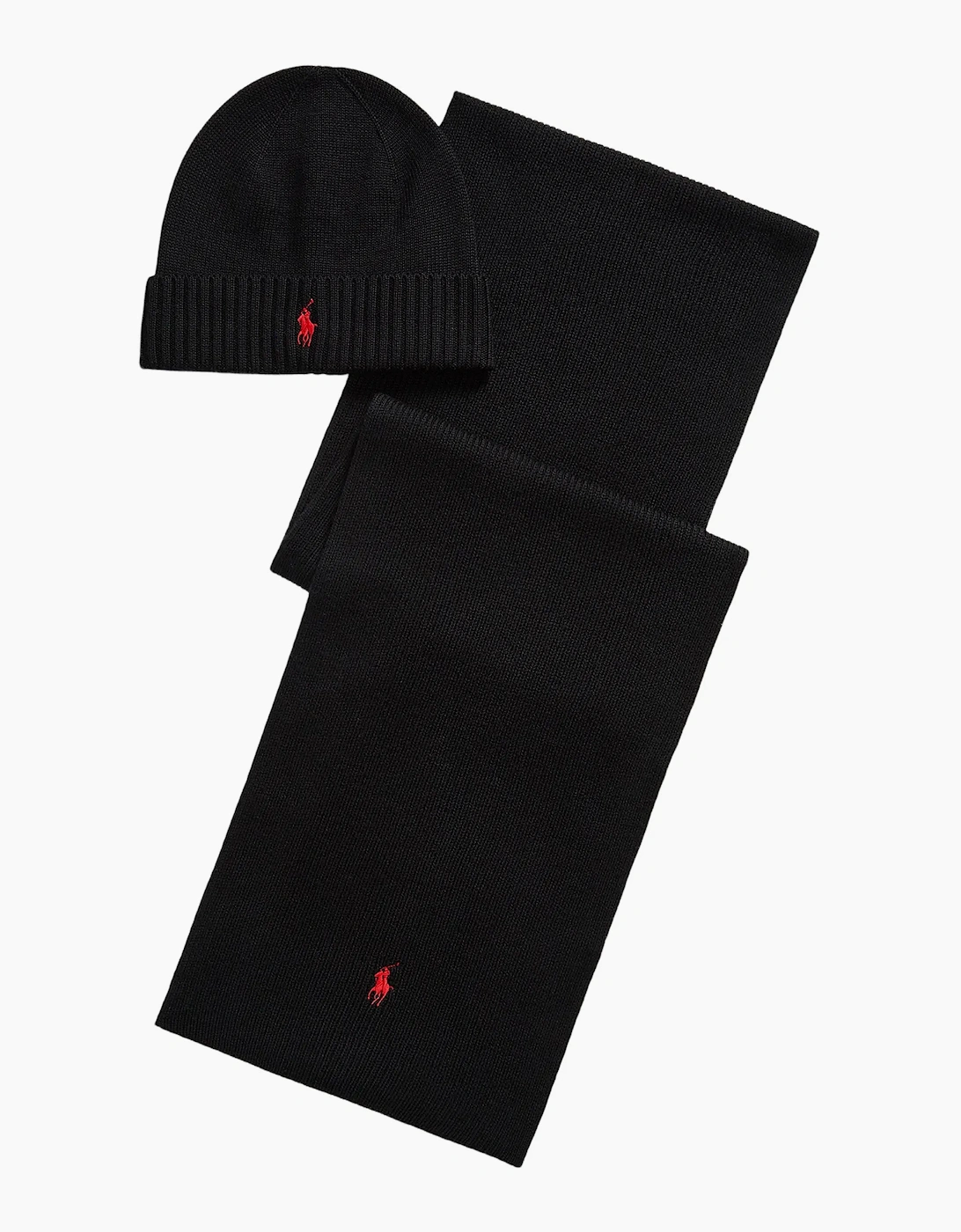 Polo Ralph Lauren Hat and Scarf Set Mens Beanie Polo Black