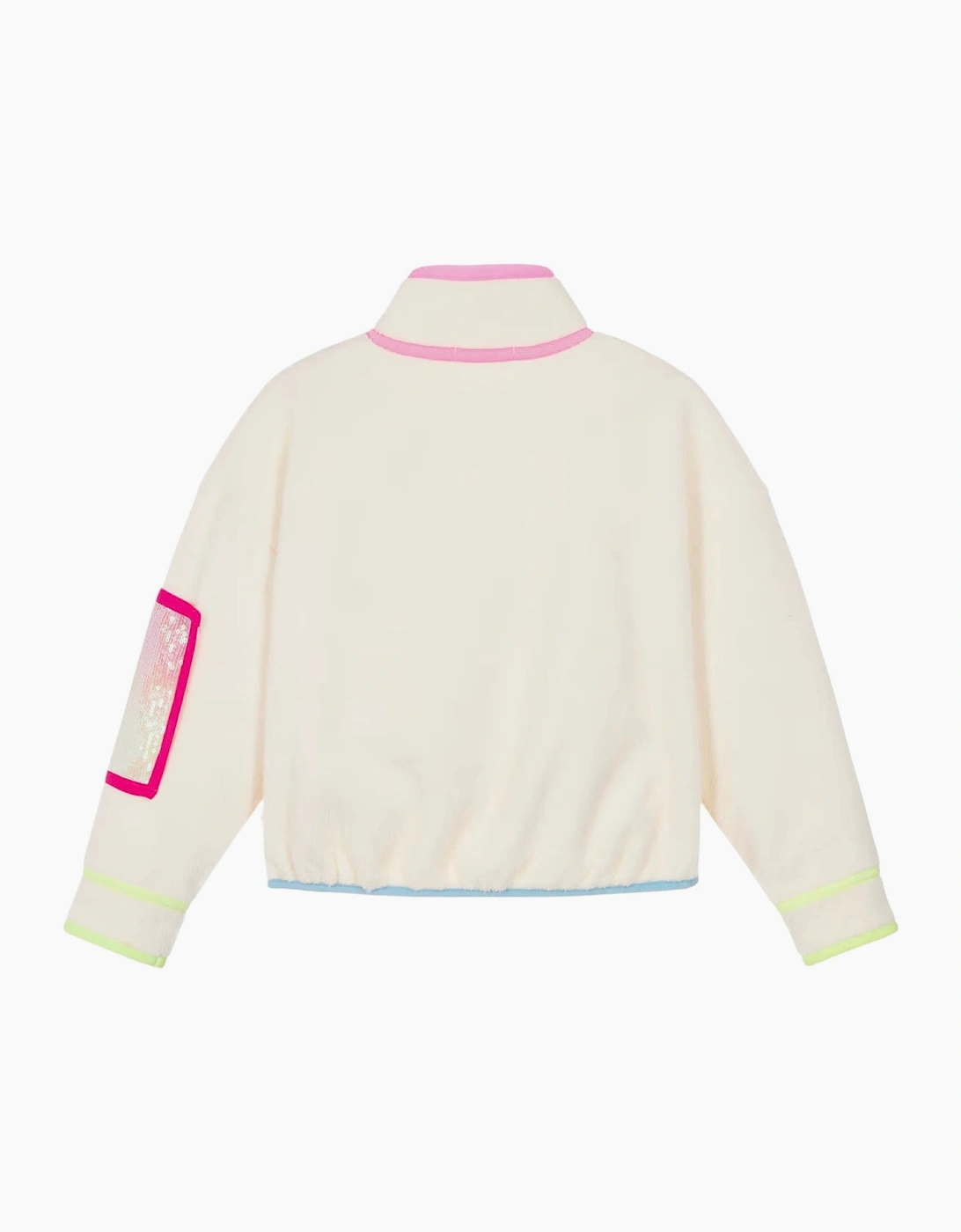 Girls Cream Multicoloured Fleece Jacket