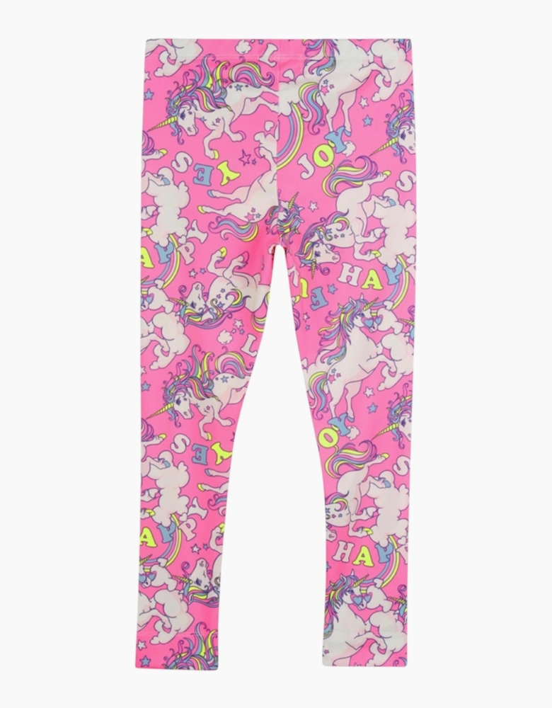 Girls Pink Unicorn Active Leggings