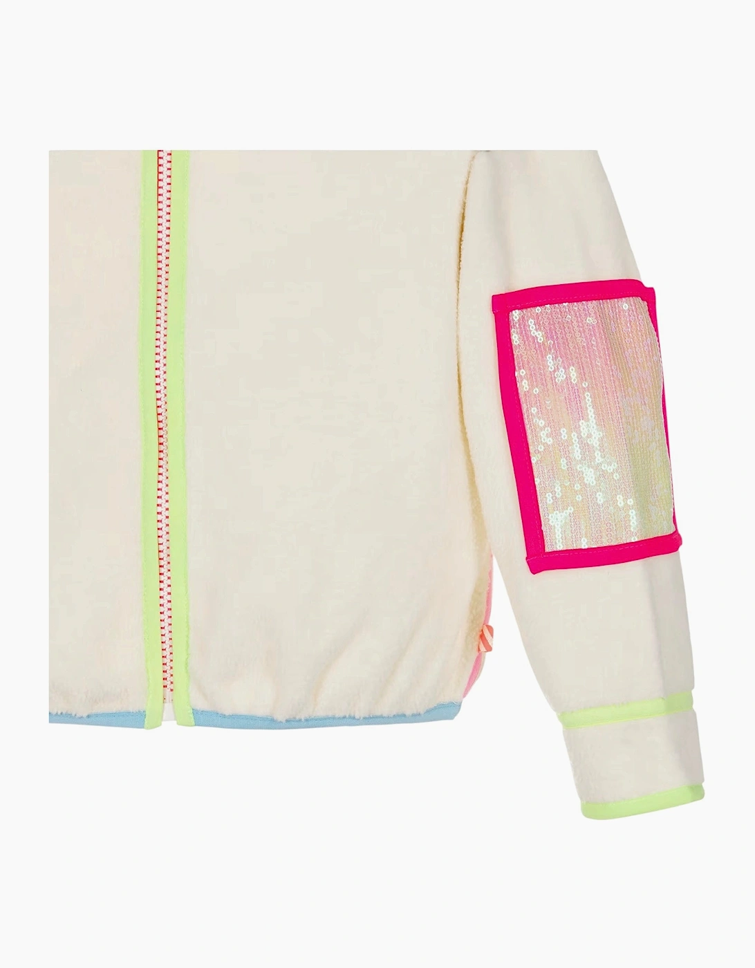 Girls Cream Multicoloured Fleece Jacket