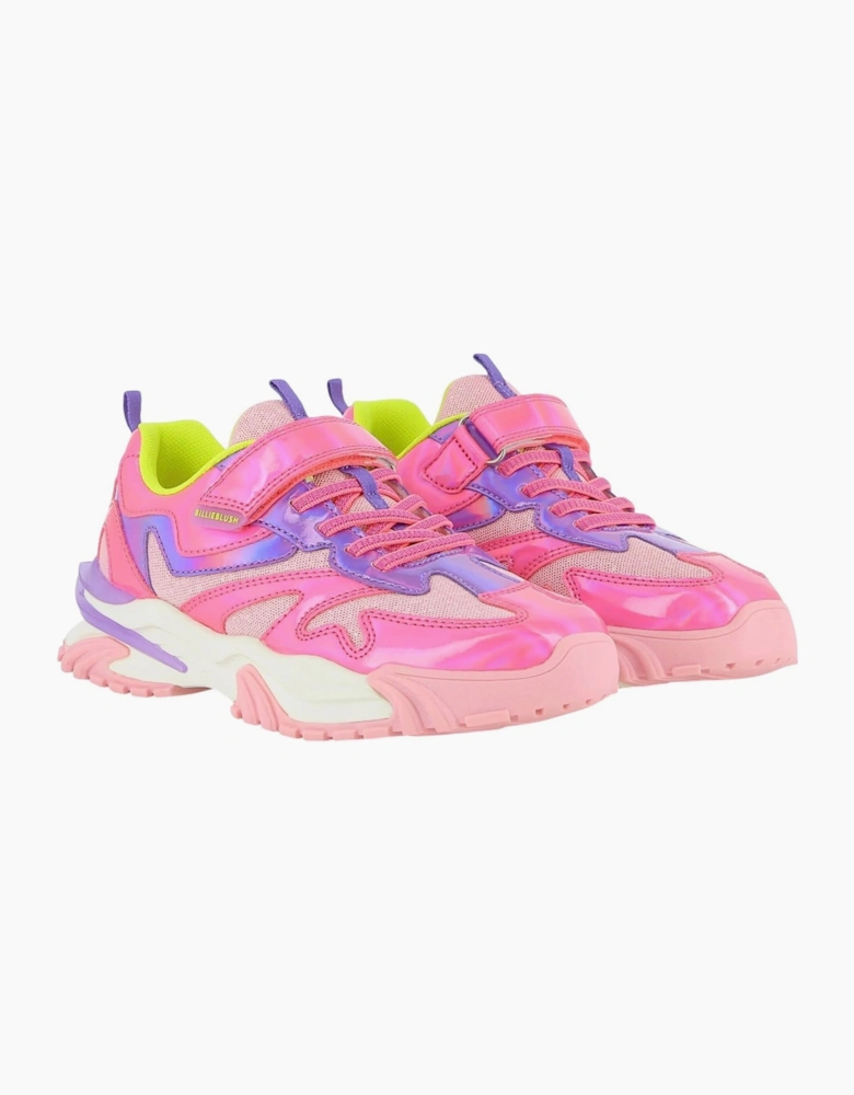 Girls Pink Multicoloured Sporty Trainers