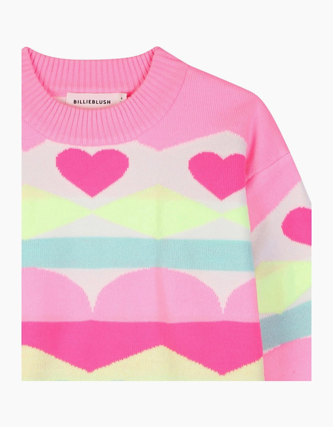 Girls Pink Multicoloured Knit Jumper