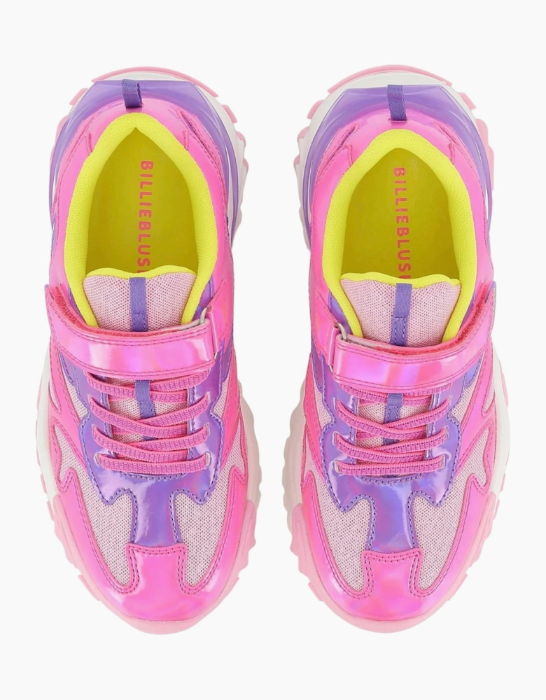 Girls Pink Multicoloured Sporty Trainers