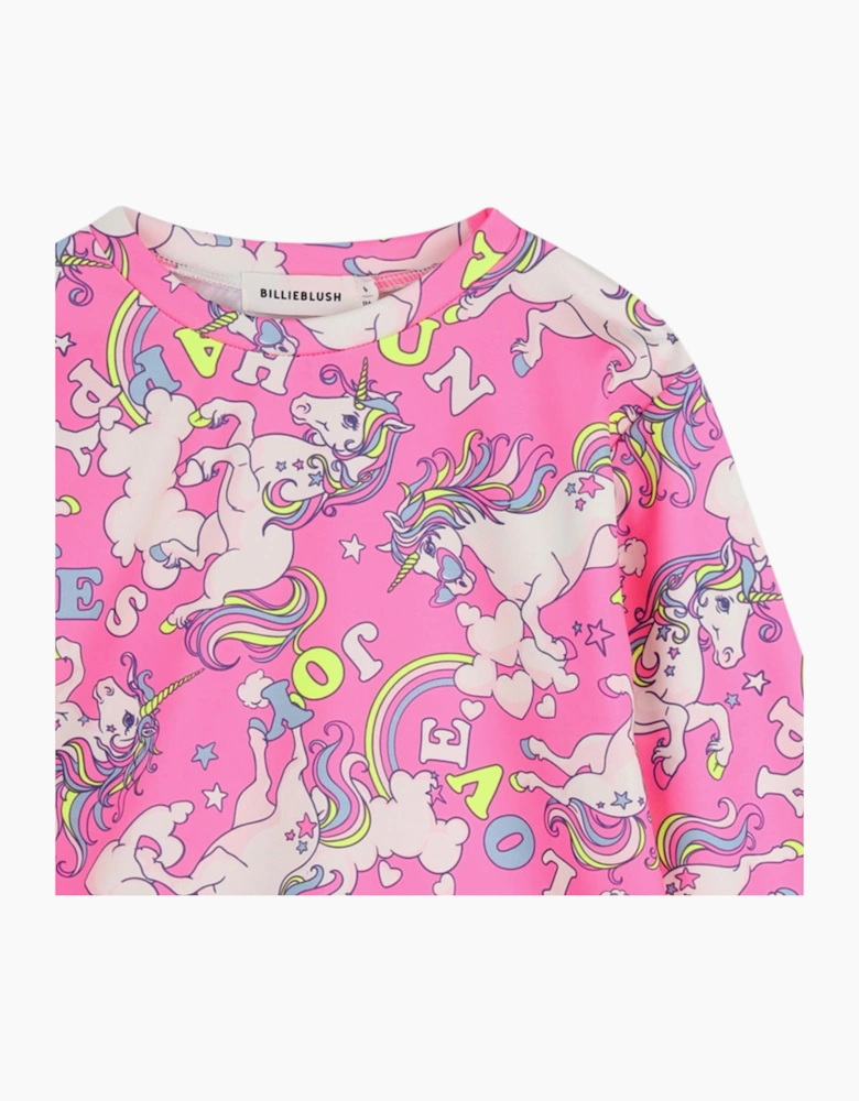 Girls Pink Unicorn Active Top