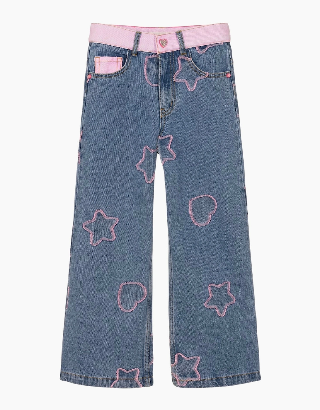 Girls Pink Denim Detailed Jeans