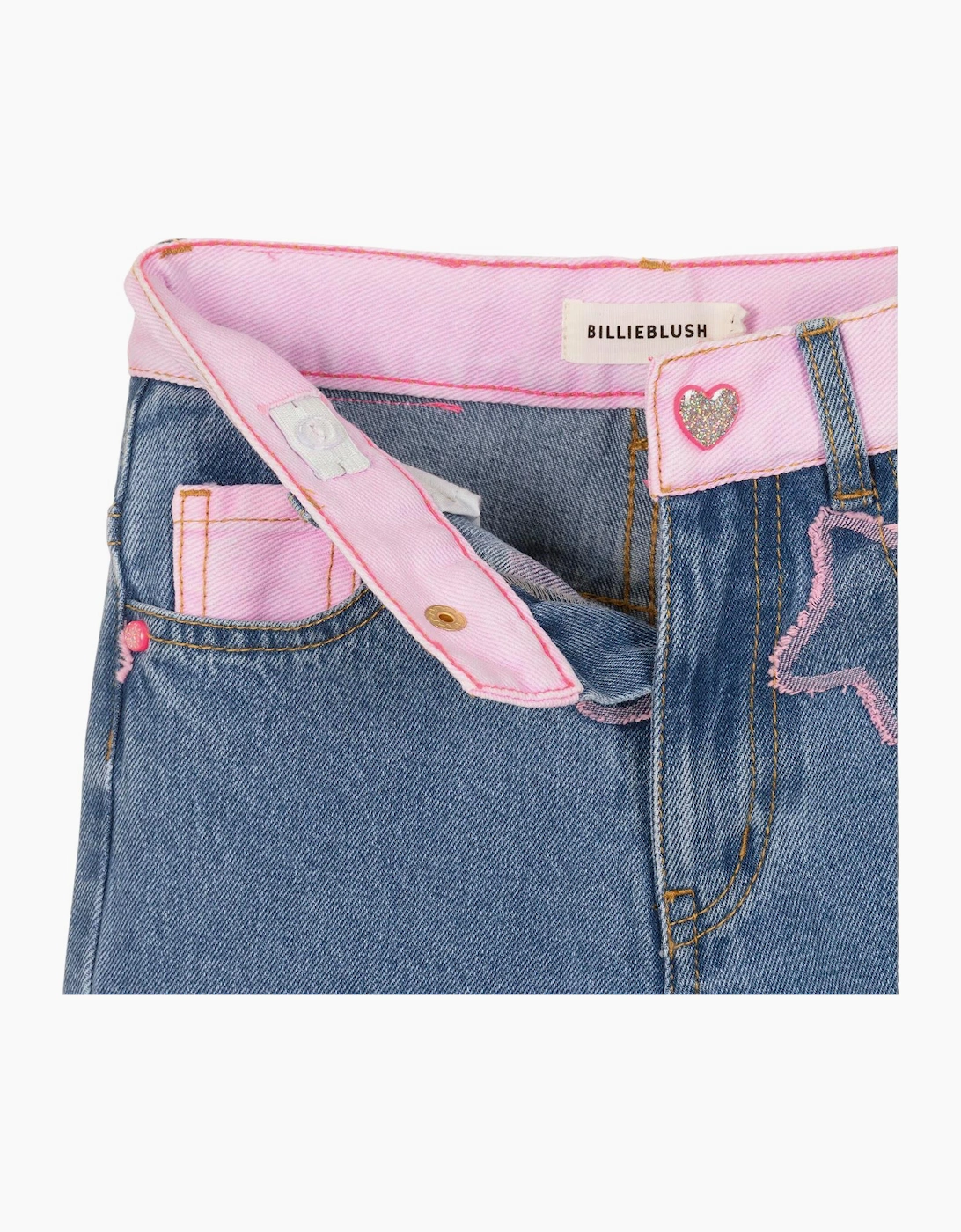 Girls Pink Denim Detailed Jeans