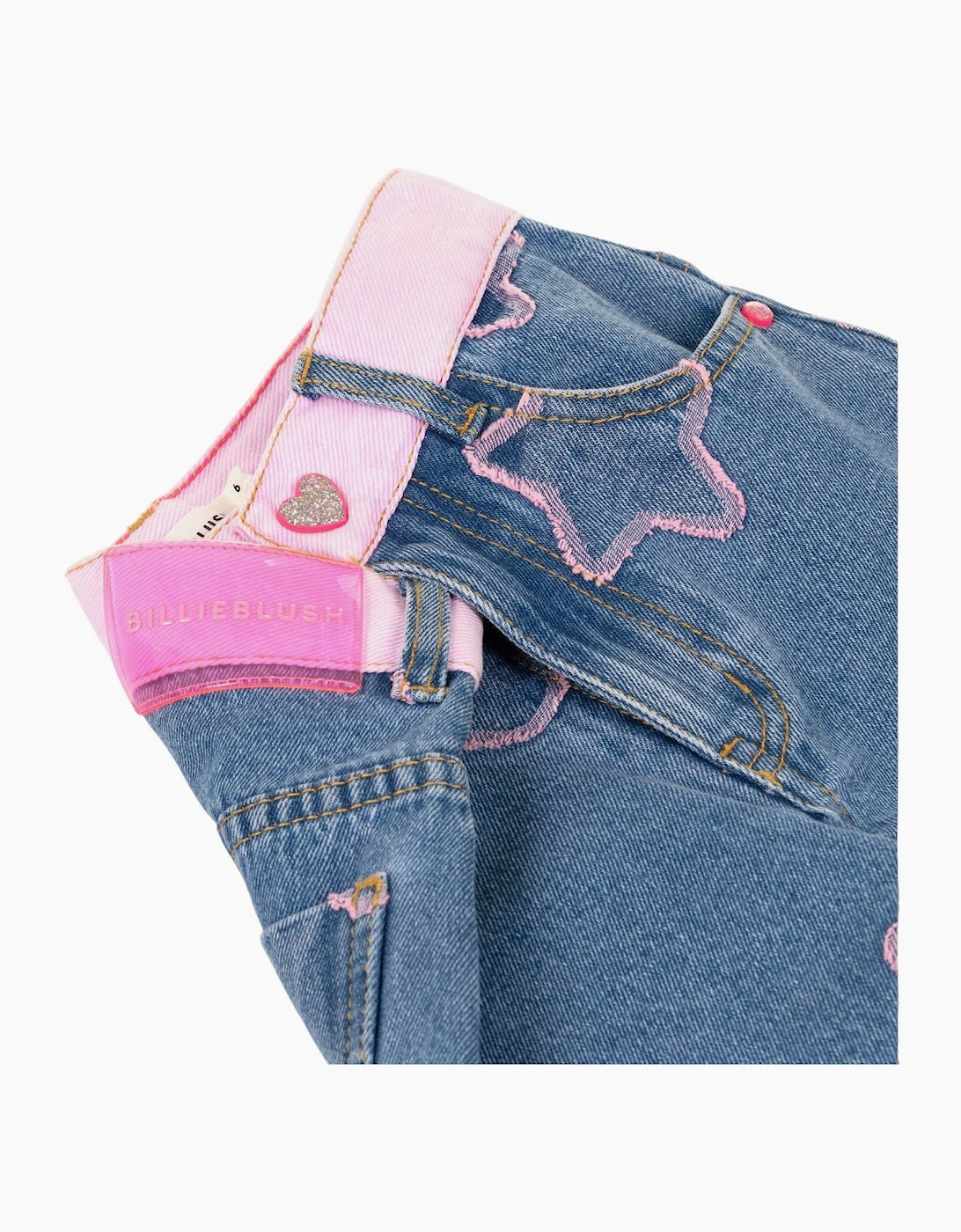 Girls Pink Denim Detailed Jeans