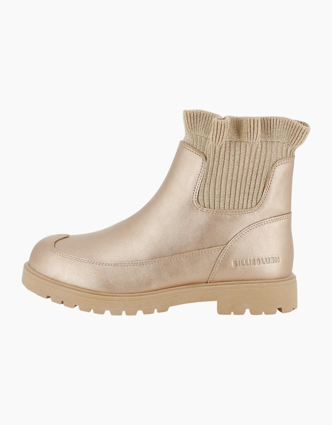 Girls Gold Ruffled Knit Ankle Boots