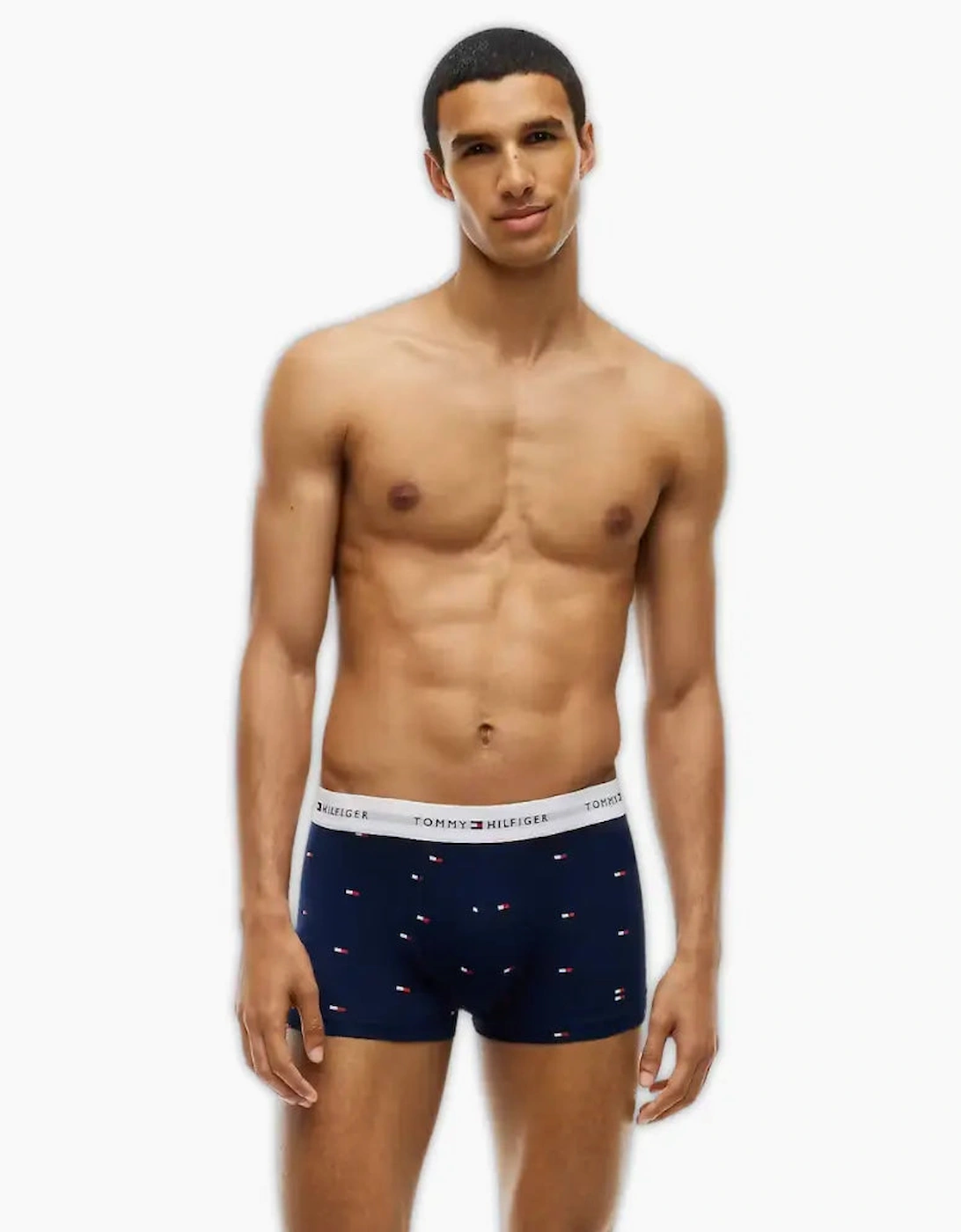 3-Pack Signature Cotton Flag Print Boxer Trunks, Navy/Blue/Silver