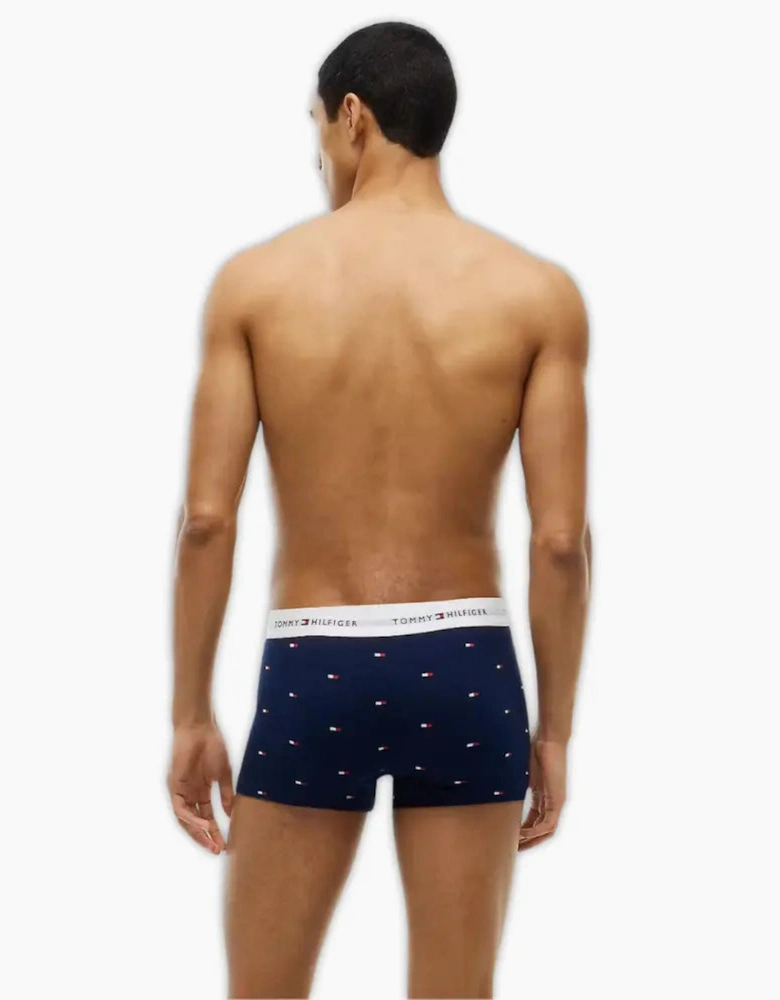 3-Pack Signature Cotton Flag Print Boxer Trunks, Navy/Blue/Silver