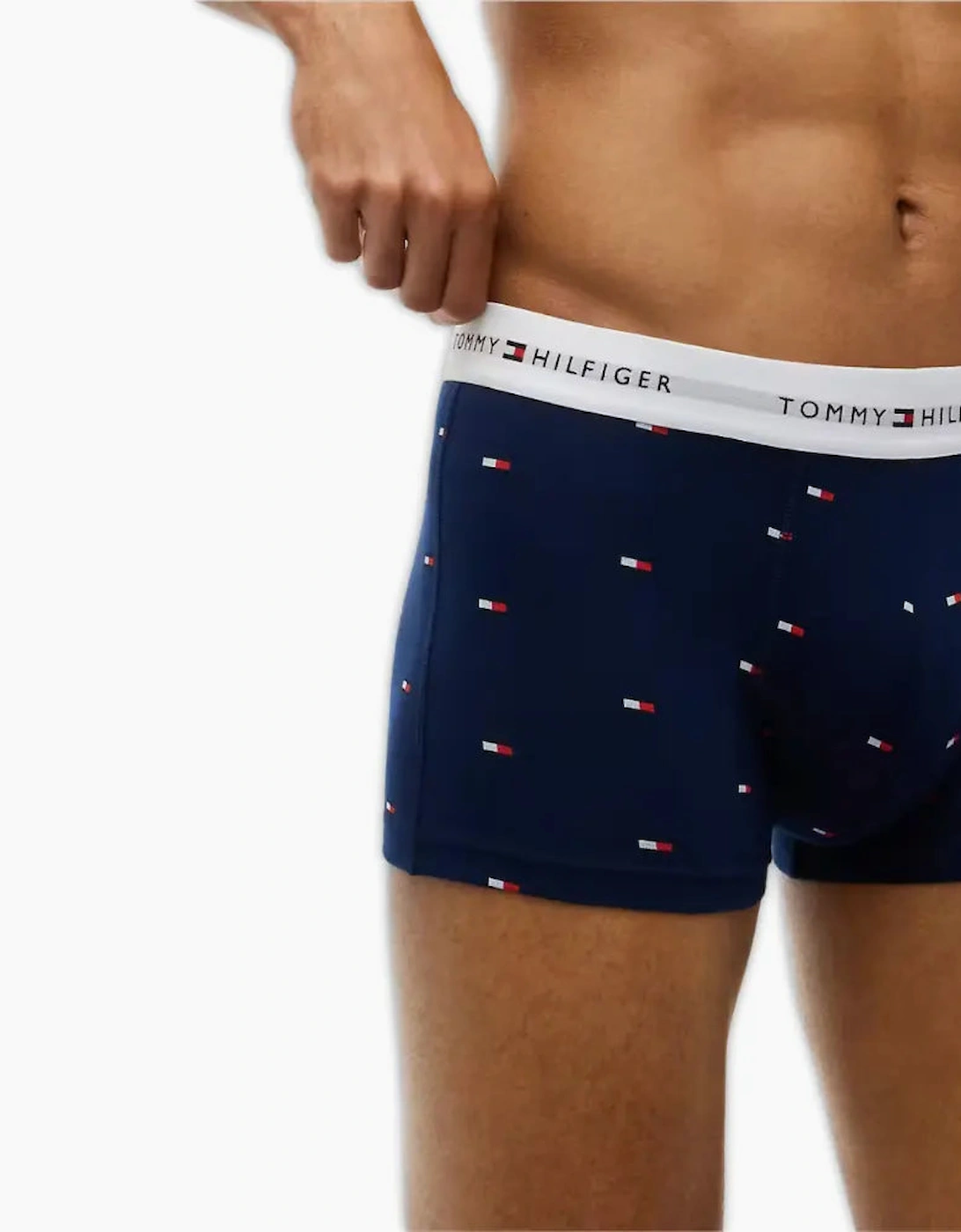 3-Pack Signature Cotton Flag Print Boxer Trunks, Navy/Blue/Silver