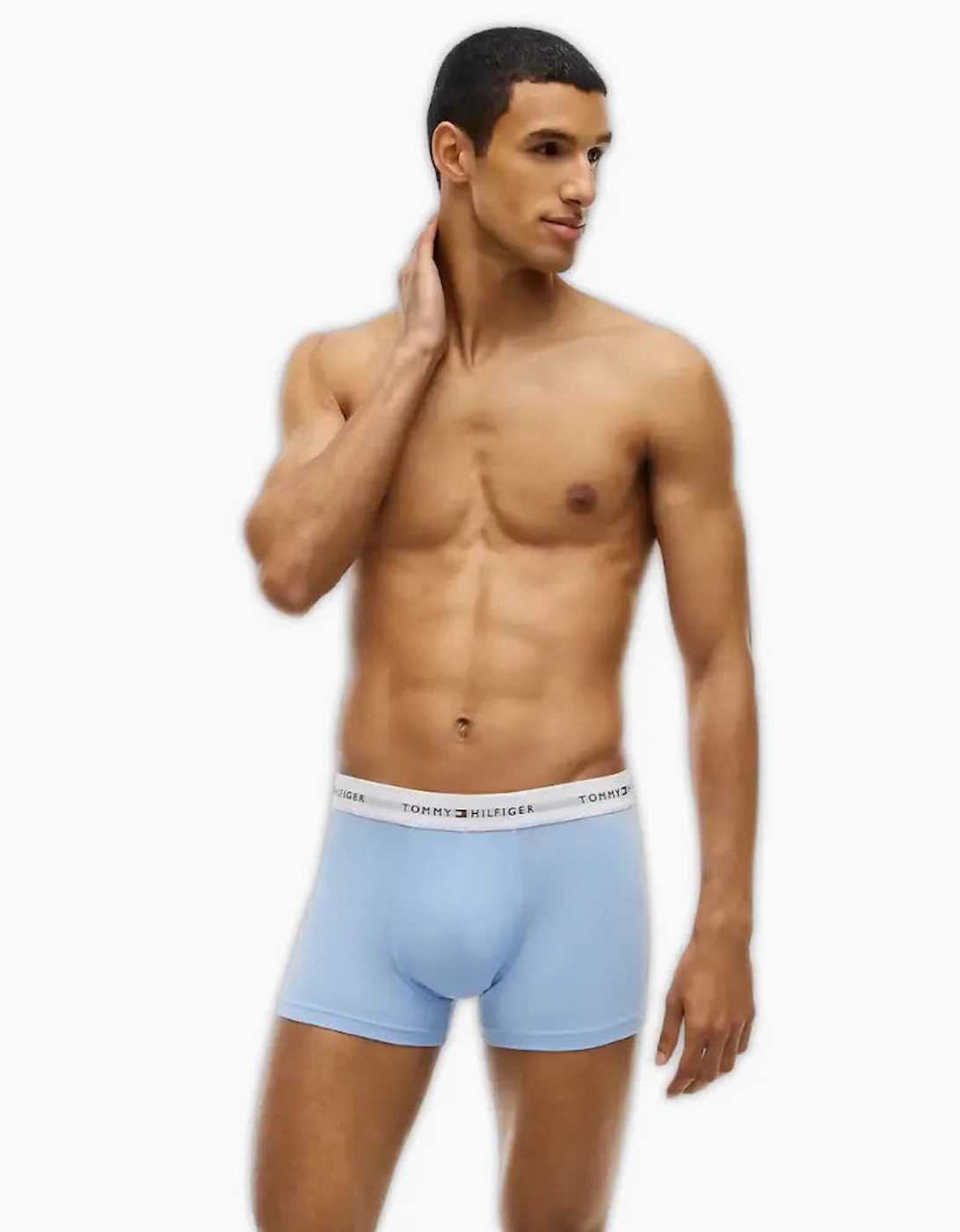 3-Pack Signature Cotton Flag Print Boxer Trunks, Navy/Blue/Silver