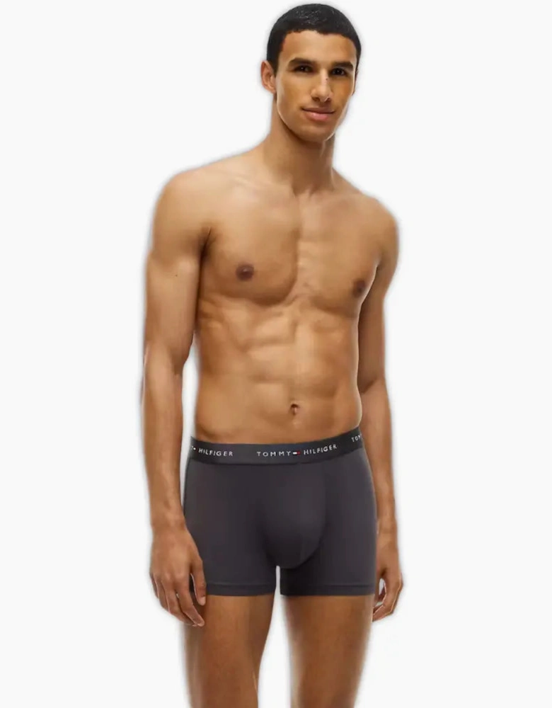 3-Pack Signature Microfibre Boxer Trunks, Black/Olive/Ash