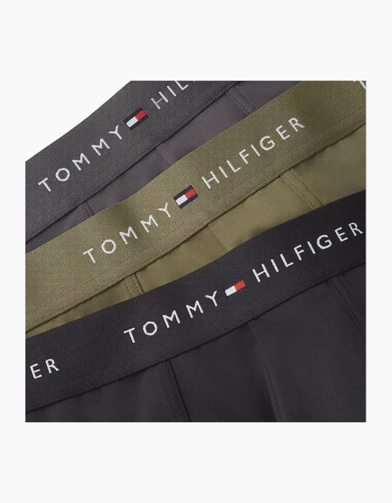 3-Pack Signature Microfibre Boxer Trunks, Black/Olive/Ash