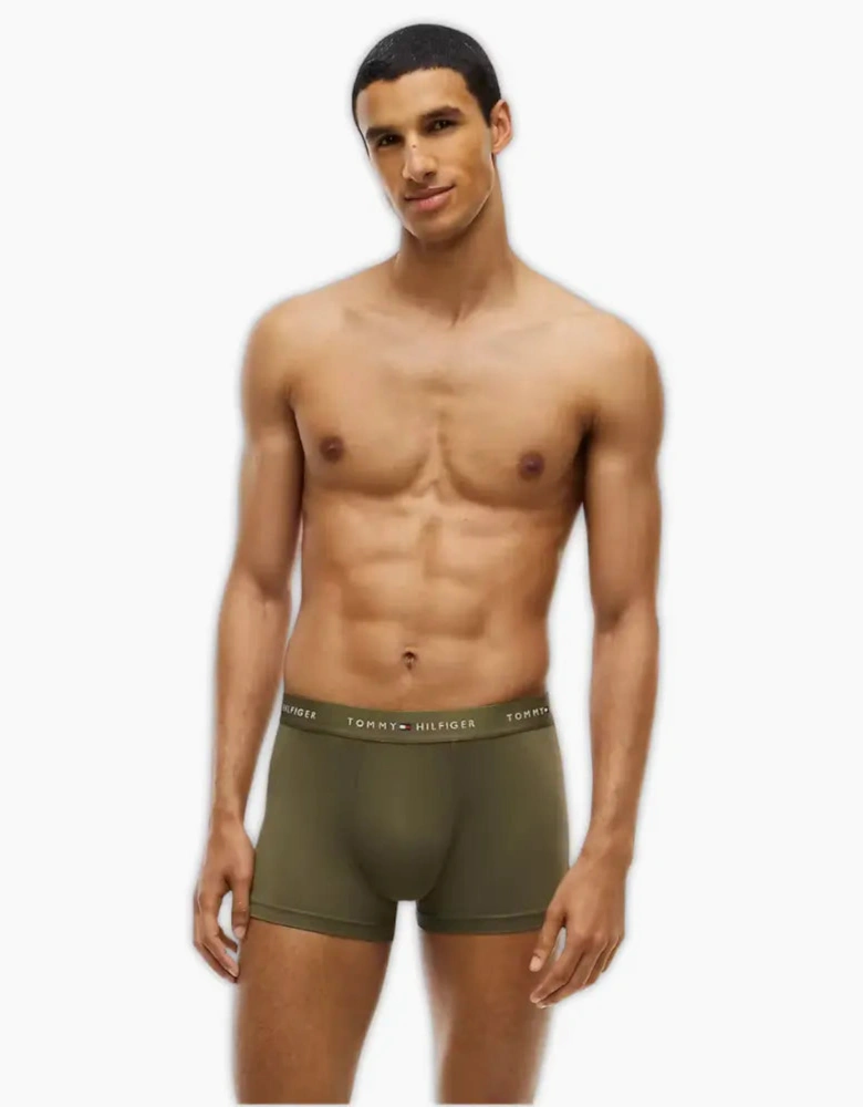 3-Pack Signature Microfibre Boxer Trunks, Black/Olive/Ash
