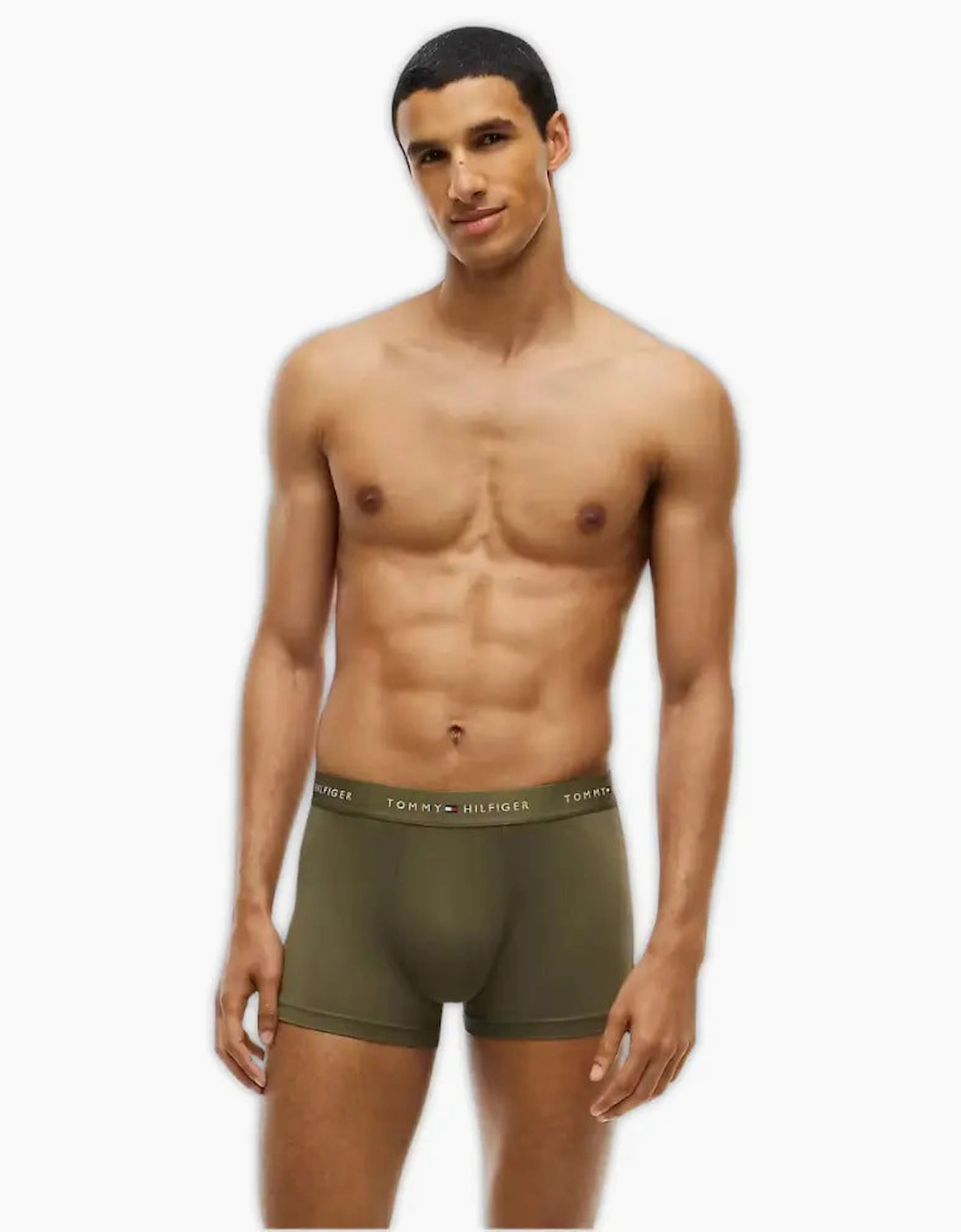 3-Pack Signature Microfibre Boxer Trunks, Black/Olive/Ash