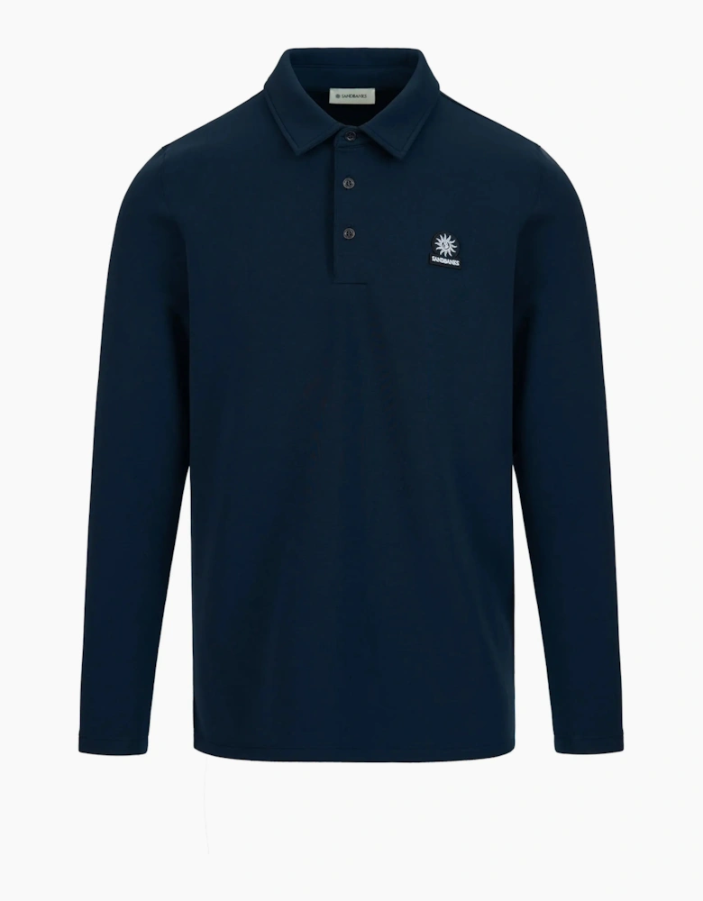 SANDBANKS MODAL LONG SLEEVE POLO NAVY