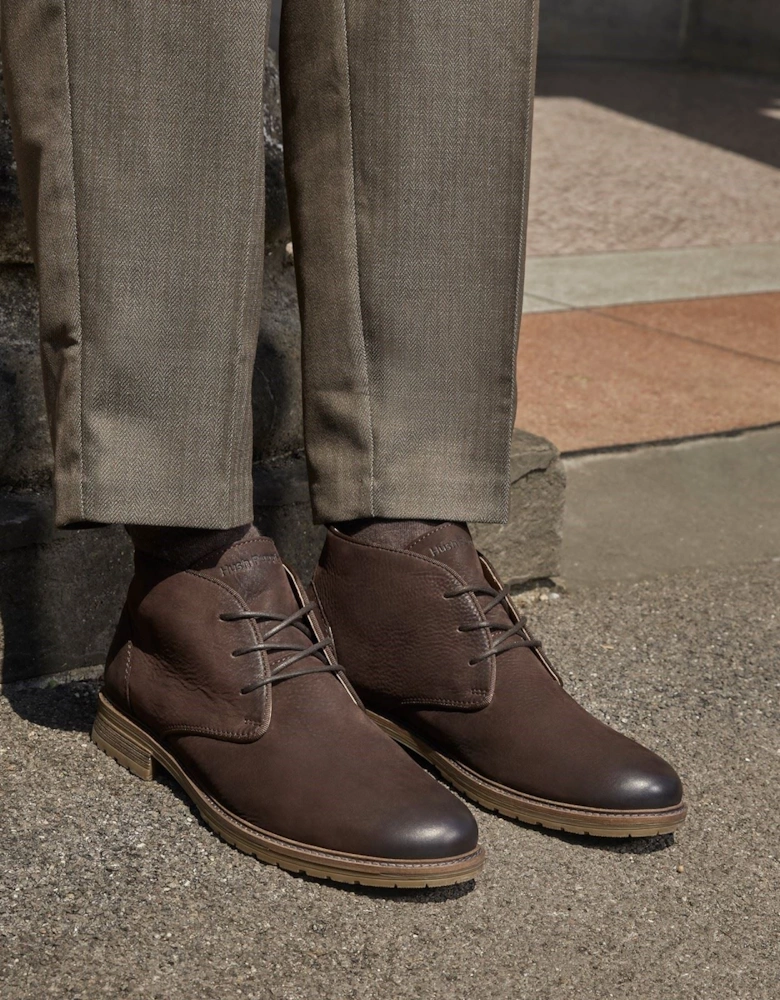 Hush Puppies Ricky Leather Men's Dark Brown Ankle Boots